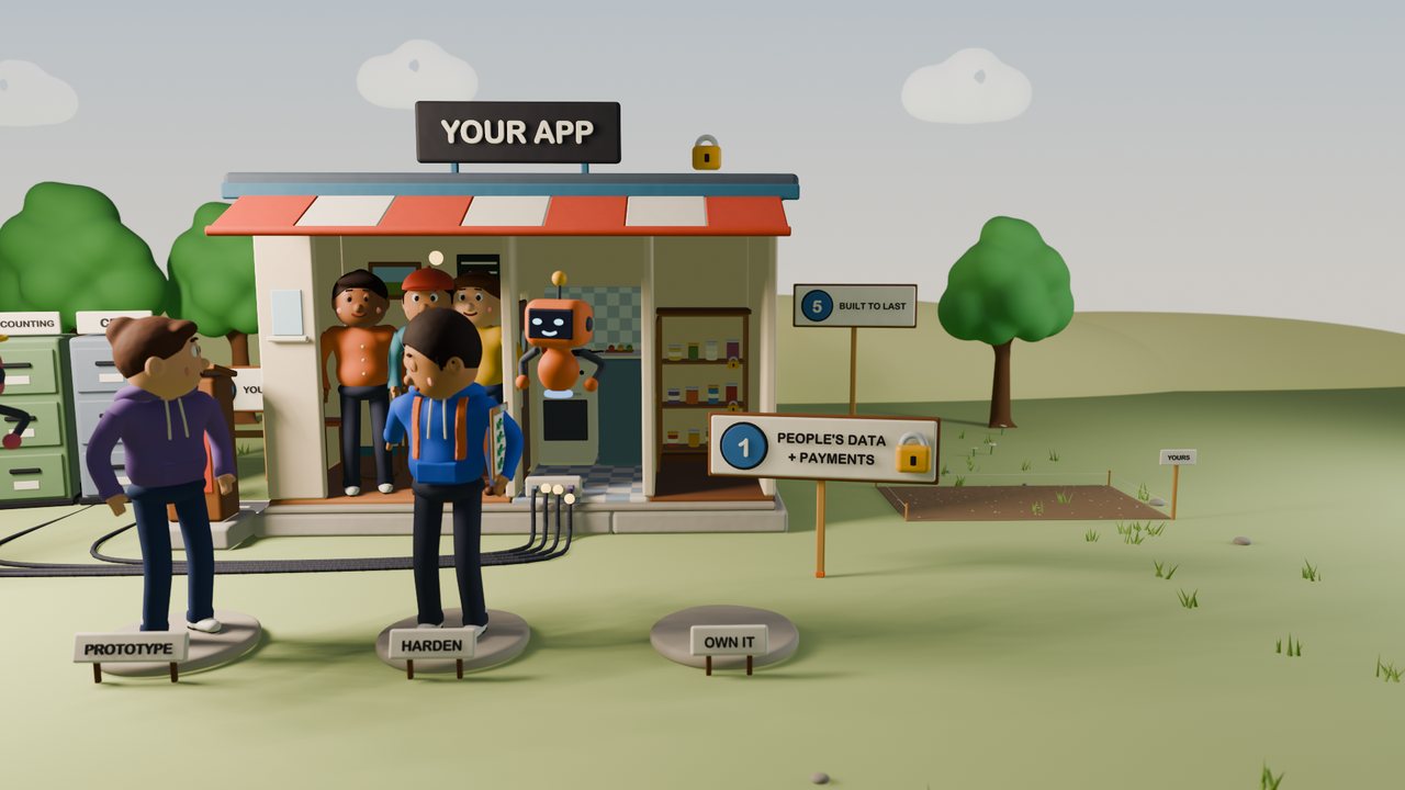 The founder's app, from prototype to hardened to owned